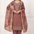 Elegant Brown Silk Salwar Suit Printed Dupatta for Women