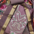 Lovely Mauve Cotton Silk Salwar Suit and Printed Dupatta for Women