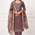 Lovely Mauve Silk Salwar Suit Printed Dupatta for Women