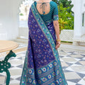 Royal Blue Silk Woven Designer Saree for Women