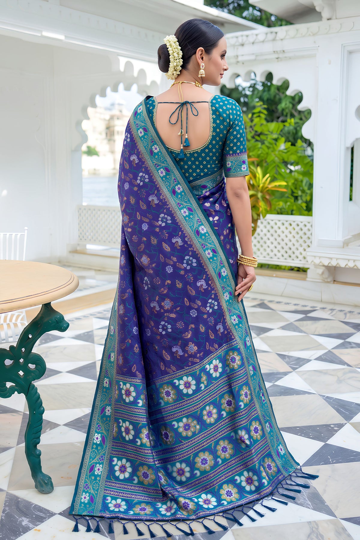 Royal Blue Silk Woven Designer Saree for Women