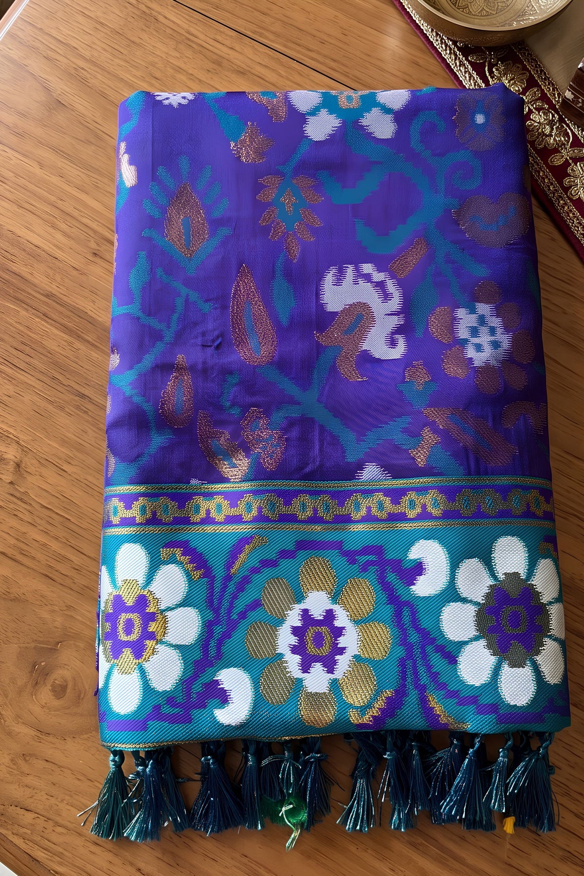 Royal Blue Silk Woven Designer Saree for Women