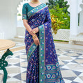 Royal Blue Silk Woven Designer Saree for Women