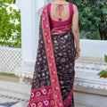 Exquisite Black Silk Woven Designer Saree for Women