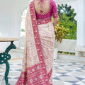 Elegant Cream Silk Woven Designer Saree for Women