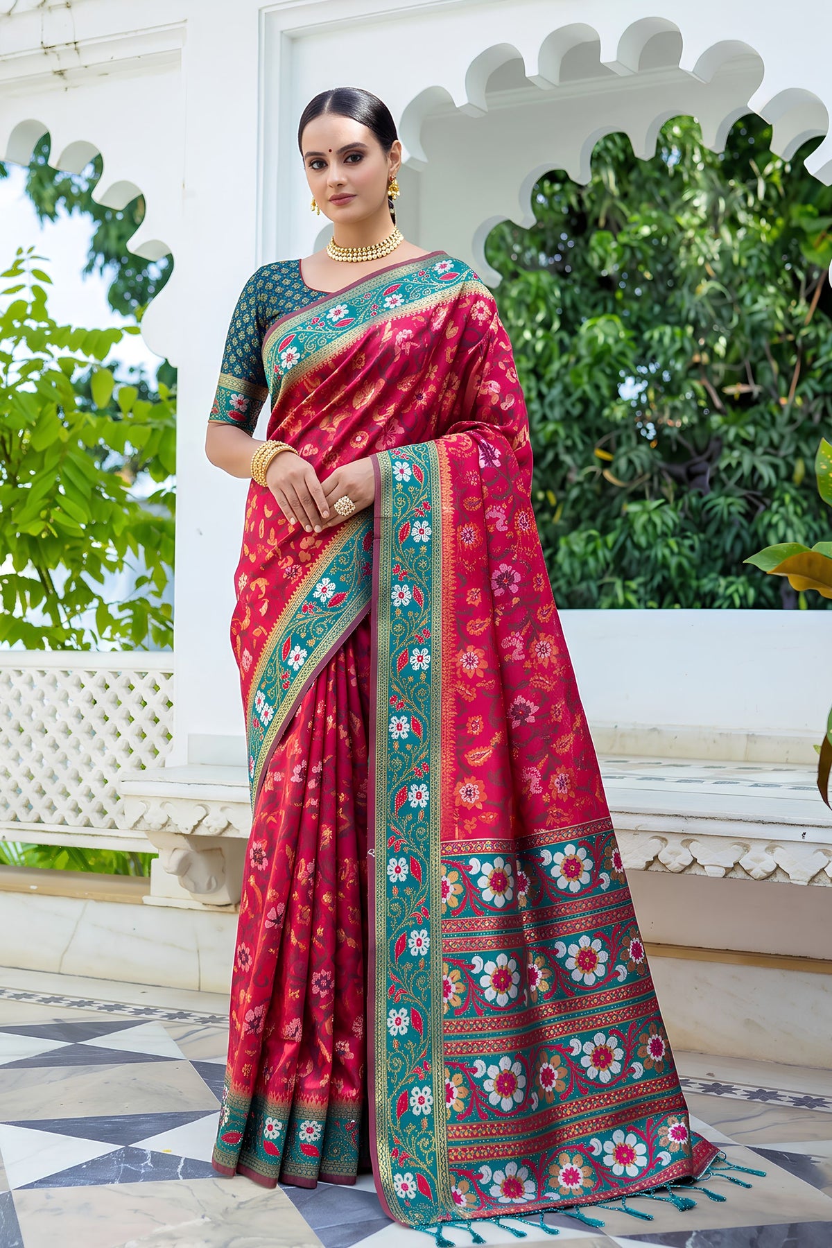 Radiant Rani Pink Silk Woven Designer Saree for Women