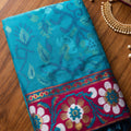 Stylish Teal Blue Silk Woven Designer Saree for Women