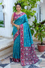 Stylish Teal Blue Silk Woven Designer Saree for Women