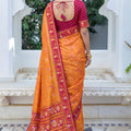Gorgeous Mustard Orange Silk Woven Designer Saree for Women