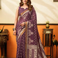Regal Mauve Cotton Silk Woven Jacquard Designer Saree