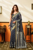 Classic Navy Blue Cotton Silk Woven Jacquard Designer Saree