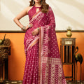 Charming Rani Pink Cotton Silk Woven Jacquard Designer Saree