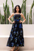 Stylish Black Floral Print Georgette Gown with Strappy Sleeves