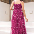 Fabulous Wine Bandhani Print Georgette Gown with Spaghetti Straps and Tiered Flare