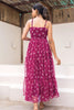 Fabulous Wine Bandhani Print Georgette Gown with Spaghetti Straps and Tiered Flare