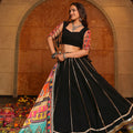 Black Embroidered Lehenga Choli with Multicolor Dupatta for Navratri