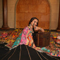 Black Embroidered Lehenga Choli with Multicolor Dupatta for Navratri