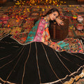 Black Embroidered Lehenga Choli with Multicolor Dupatta for Navratri