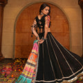 Black Embroidered Lehenga Choli with Multicolor Dupatta for Navratri