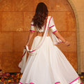 White Embroidered Georgette Lehenga Choli with Dupatta for Navratri