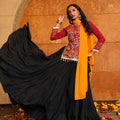 Maroon and Black Embroidered Crepe Lehenga Choli with Dupatta for Navratri
