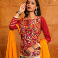 Maroon and Black Embroidered Crepe Lehenga Choli with Dupatta for Navratri