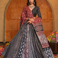 Black and Brown Embroidered Crepe Lehenga Choli with Dupatta for Navratri