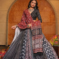 Black and Brown Embroidered Crepe Lehenga Choli with Dupatta for Navratri