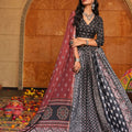 Black and Brown Embroidered Crepe Lehenga Choli with Dupatta for Navratri