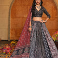 Black and Brown Embroidered Crepe Lehenga Choli with Dupatta for Navratri