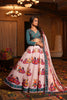 Pink Navratri Lehenga Choli with Traditional Print and Green Blouse