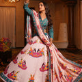 Pink Navratri Lehenga Choli with Traditional Print and Green Blouse