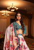 Pink Navratri Lehenga Choli with Traditional Print and Green Blouse