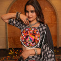 Black Navratri Lehenga Choli with Multicolor Mirror Work and Traditional Motifs
