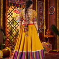 Pink and Yellow Traditional Lehenga Choli with Mirror and Embroidery Work