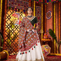 White and Green Traditional Lehenga Choli with Mirror and Embroidery Work