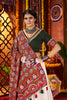 White and Green Traditional Lehenga Choli with Mirror and Embroidery Work