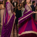 Lovely Purple and Magenta Georgette Embroidered Readymade Gown with Dupatta for Women