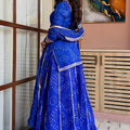 Royal Blue Georgette Digital Print Work Matching Dupatta