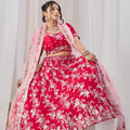 Regal Rani Pink Georgette Designer Lehenga Choli with Heavy Embroidery Work and Pink Dupatta