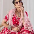 Regal Rani Pink Georgette Designer Lehenga Choli with Heavy Embroidery Work and Pink Dupatta