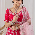 Regal Rani Pink Georgette Designer Lehenga Choli with Heavy Embroidery Work and Pink Dupatta
