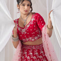 Regal Rani Pink Georgette Designer Lehenga Choli with Heavy Embroidery Work and Pink Dupatta