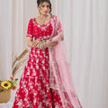 Regal Rani Pink Georgette Designer Lehenga Choli with Heavy Embroidery Work and Pink Dupatta