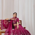 Exquisite Magenta Net Designer Lehenga Choli with Heavy Embroidery Work and Dupatta for Women