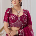 Exquisite Magenta Net Designer Lehenga Choli with Heavy Embroidery Work and Dupatta for Women