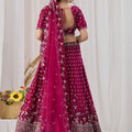 Exquisite Magenta Net Designer Lehenga Choli with Heavy Embroidery Work and Dupatta for Women