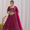 Exquisite Magenta Net Designer Lehenga Choli with Heavy Embroidery Work and Dupatta for Women
