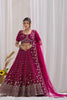 Exquisite Magenta Net Designer Lehenga Choli with Heavy Embroidery Work and Dupatta for Women