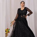 Glamorous Black Net Designer Lehenga Choli with Sequin Embroidery Work and Dupatta for Women